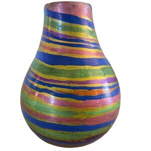 Hand-Painted Wooden Vase | Original Art by Elizabeth Harris | Acrylic on Wood |